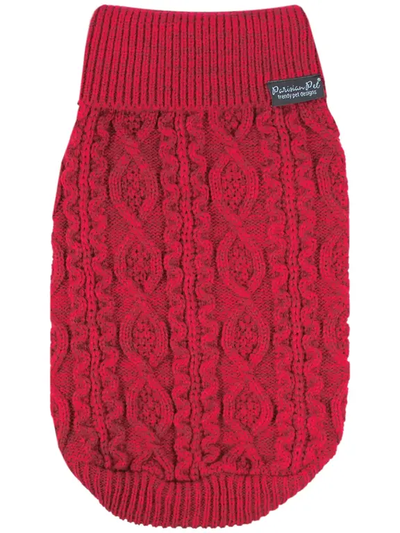 Parisian Pet Pull en maille torsadée Rouge