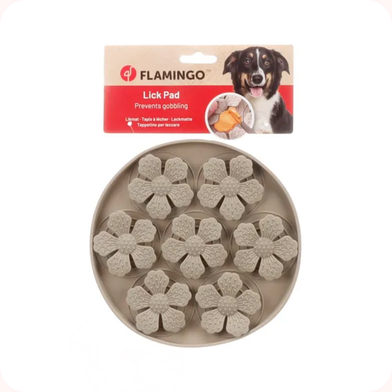 Flamingo Tapis à Lécher Fleur Rond Taupe