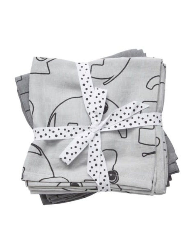 Done by Deer Burp cloth 2-pack Contour Grey