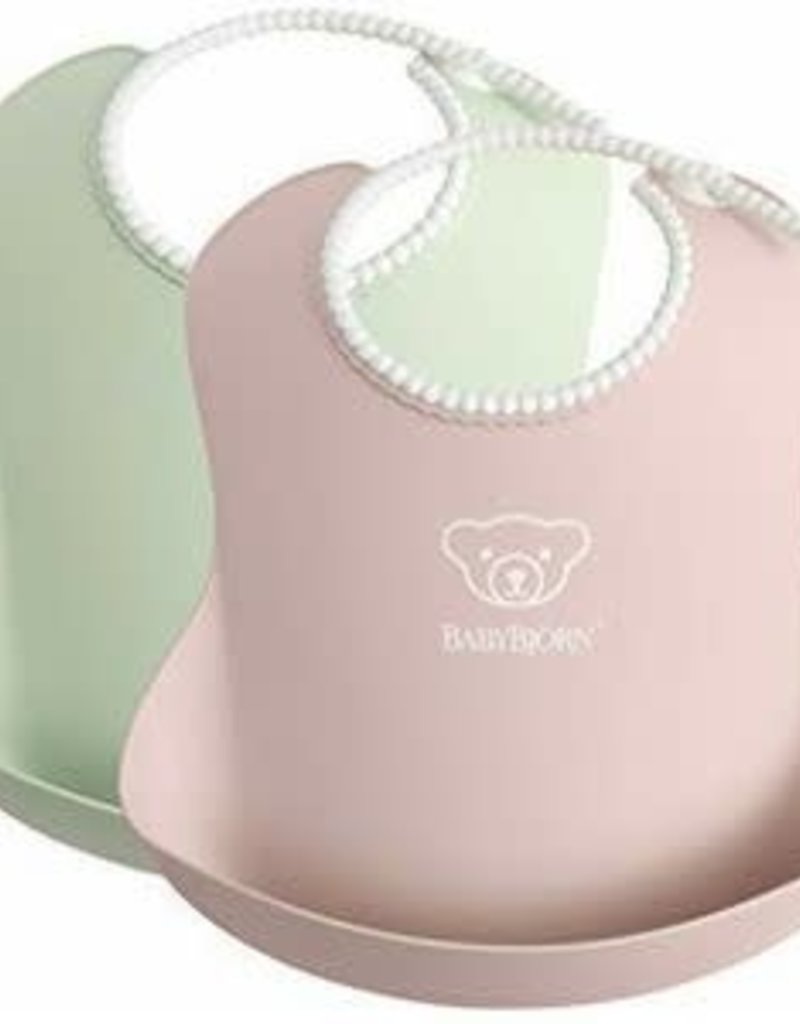 BabyBjörn 2 bavoir avec poche - Vert & rose pastel