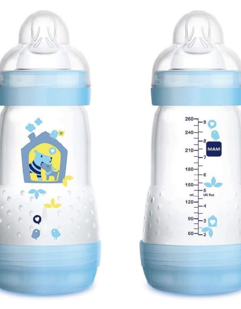 Fles 260ml Mam 0+ time love blauw - Babycenter Decoratie