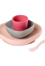 Béaba Set vaisselle -  en silicone 4 pièces rose