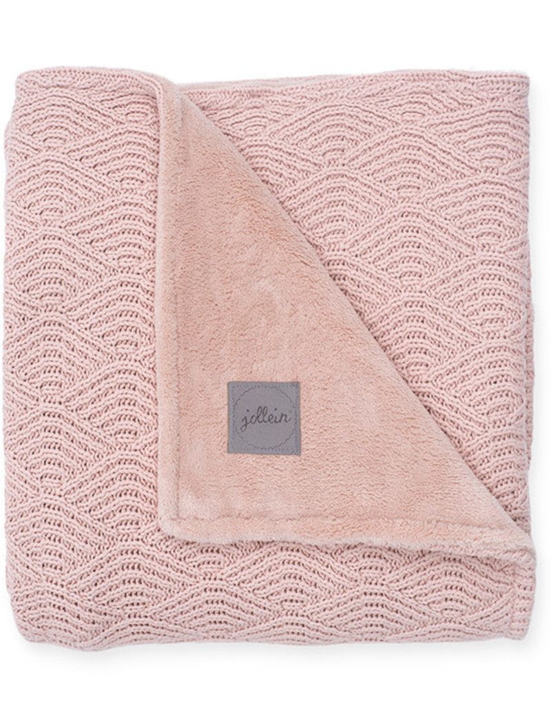 Jollein Couverture 75x100 cm River knit pale pink/coral fleece