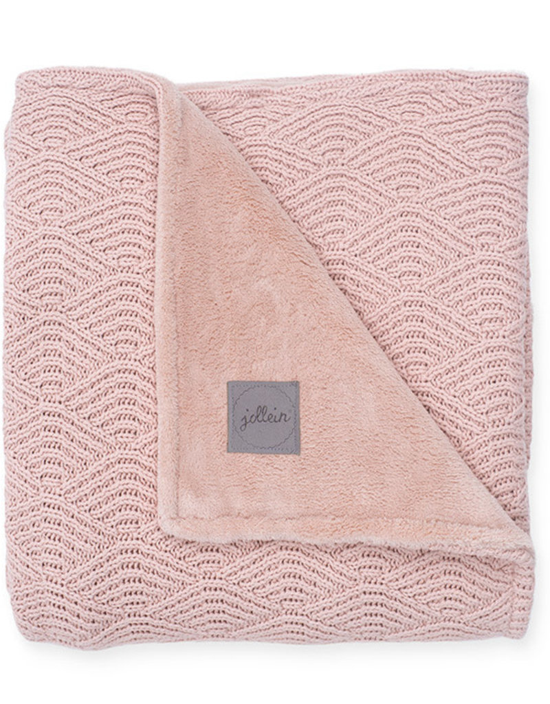 Jollein Wieg Deken River Knit 75x100cm - Pale Pink/Coral Fleece