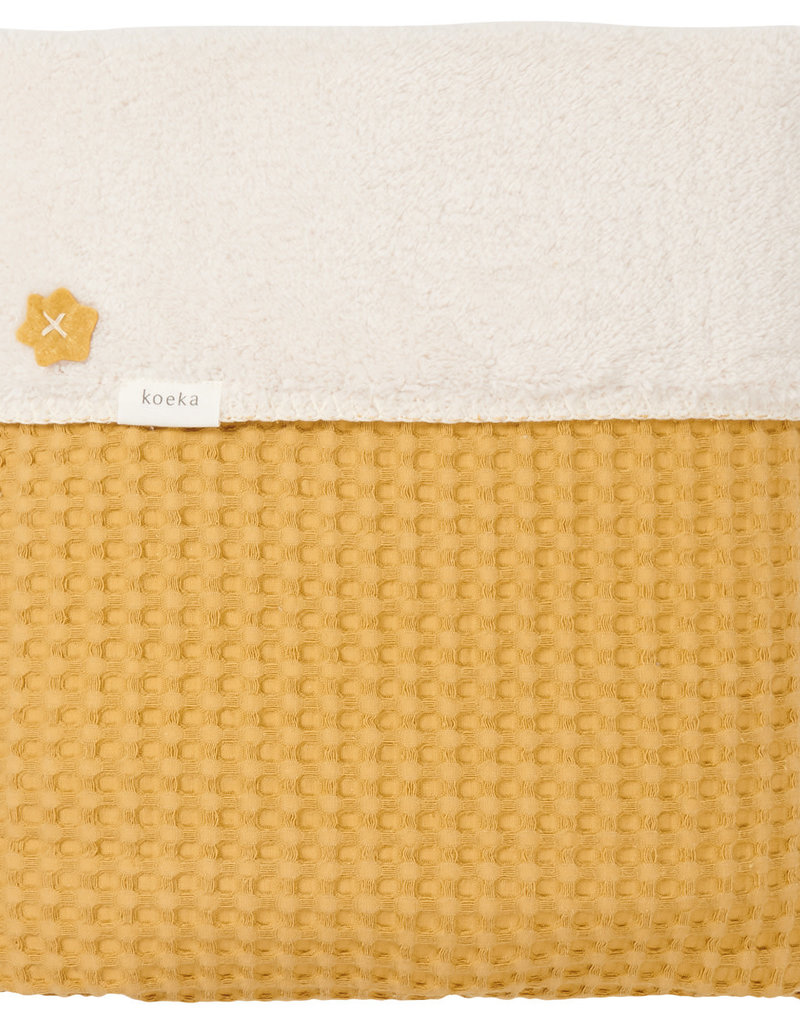 Koeka Couverture pour berceau gaufre / teddy Oslo ocre / galet