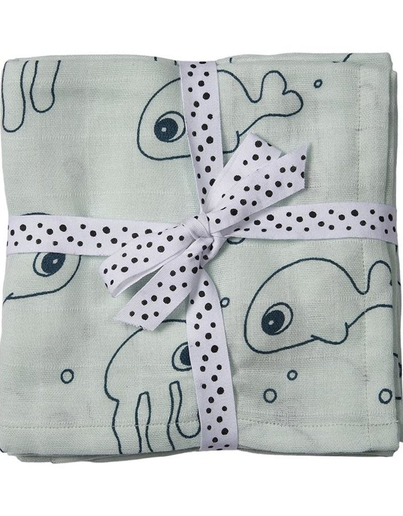 Done by Deer Burp cloth 2-pack Sea friends Blue