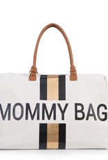 Childhome MOMMY BAG GROOT CANVAS OFF WHITE STRIPES BLACK/GOLD