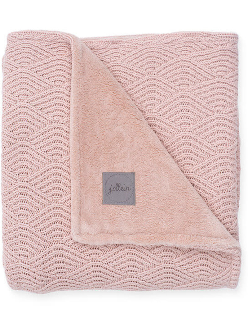 Jollein Couverture 100x150cm River knit pale pink/coral fleece