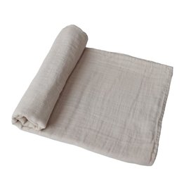 Mushie Muslin Swaddle Blanket Organic Cotton (Fog)