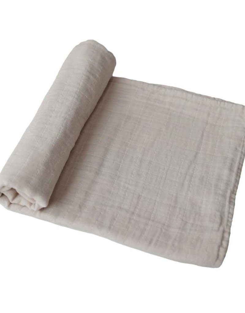 Mushie Muslin Swaddle Blanket Organic Cotton (Fog)