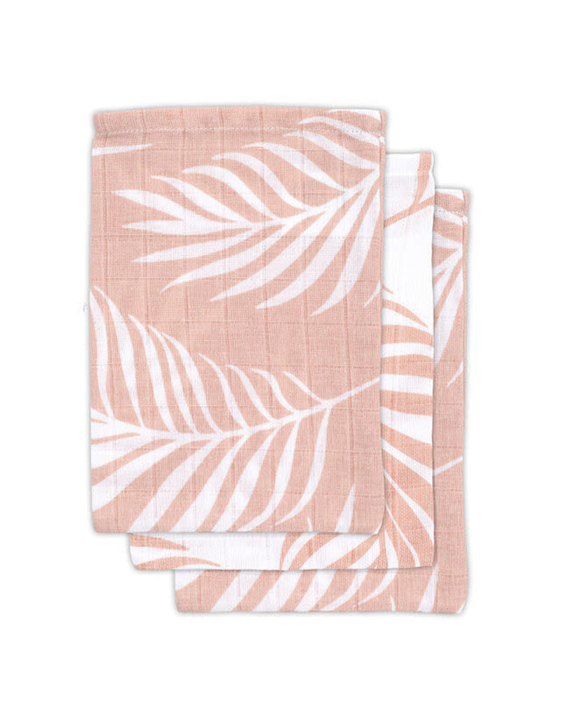 Jollein Gant de toilette en mousseline Nature rose pâle (paquet de 3)