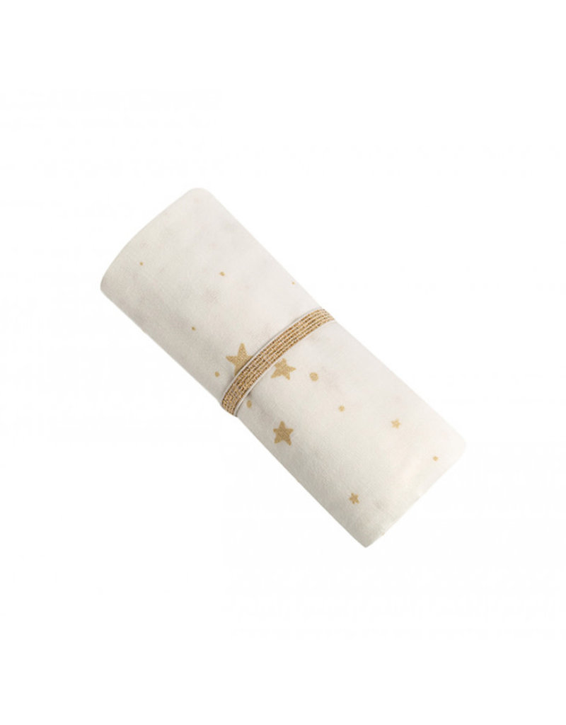 Nobodinoz Baby Love swaddle • gold stella white