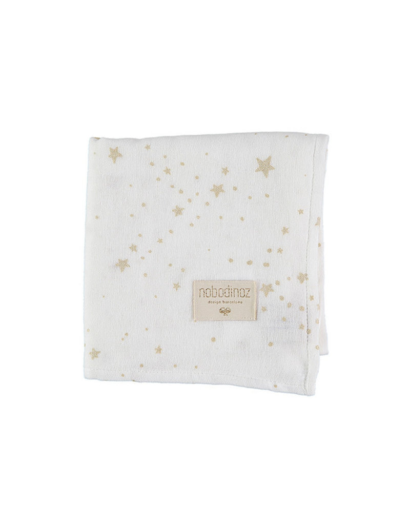 Nobodinoz Baby Love swaddle • gold stella white