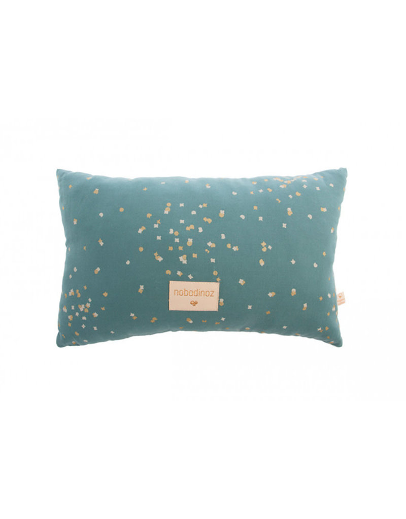 Nobodinoz Laurel cushion • gold confetti magic green