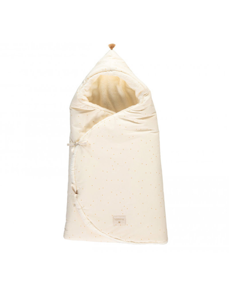 Nobodinoz Cozy 0-3M winter baby nest bag • honey sweet dots natural