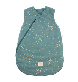 Nobodinoz Cocoon midseason sleeping bag • gold confetti magic green • 0-6m