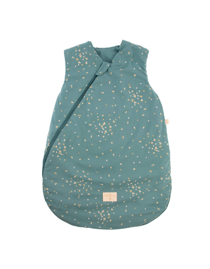 Nobodinoz Cocoon midseason sleeping bag • gold confetti magic green • 0-6m