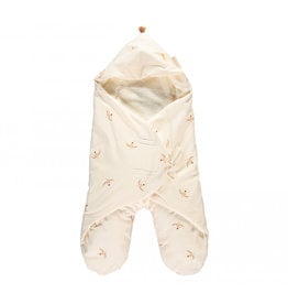 Nobodinoz Kiss Me 0-6M mid-season baby wrap • nude haiku birds natural