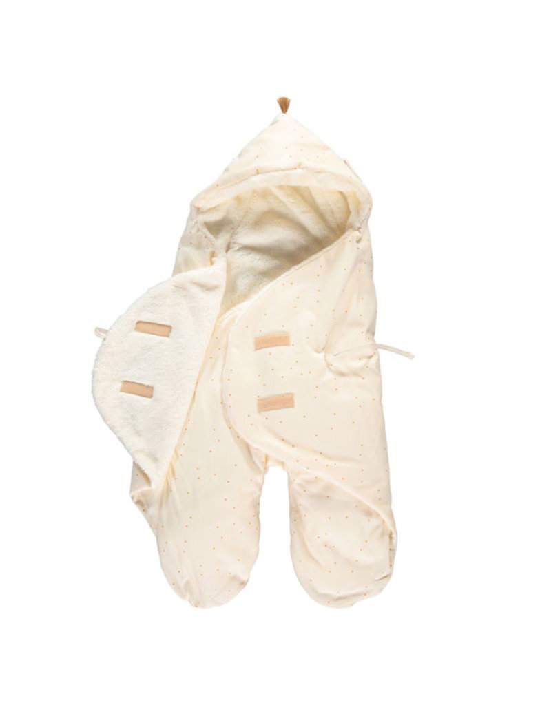 Nobodinoz Kiss Me 0-6M mid-season baby wrap • nude haiku birds natural