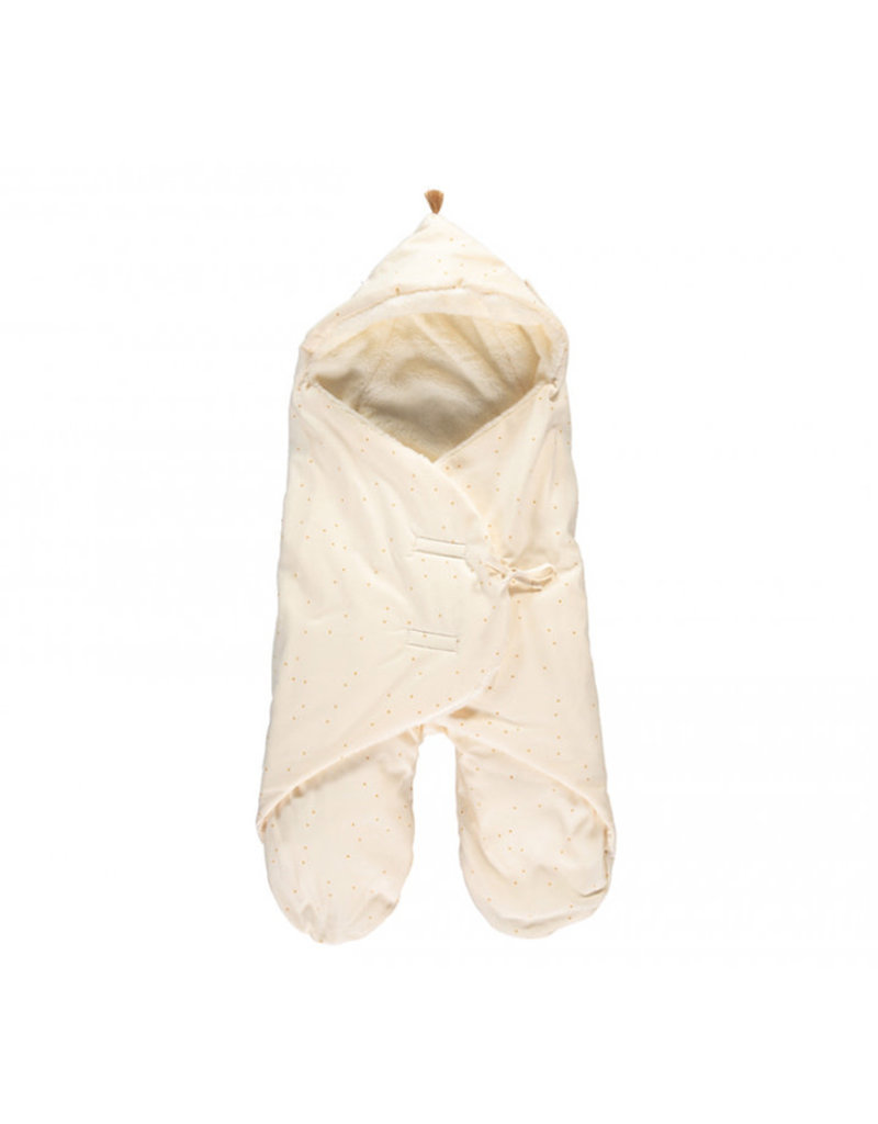 Nobodinoz Kiss Me 0-6M mid-season baby wrap • honey sweet dots natural