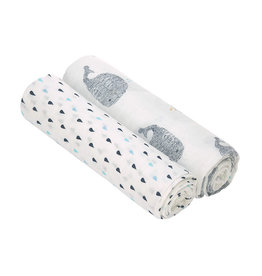 Lässig Lässig - Heavenly soft Swaddle XL 2pcs Little Water Whale