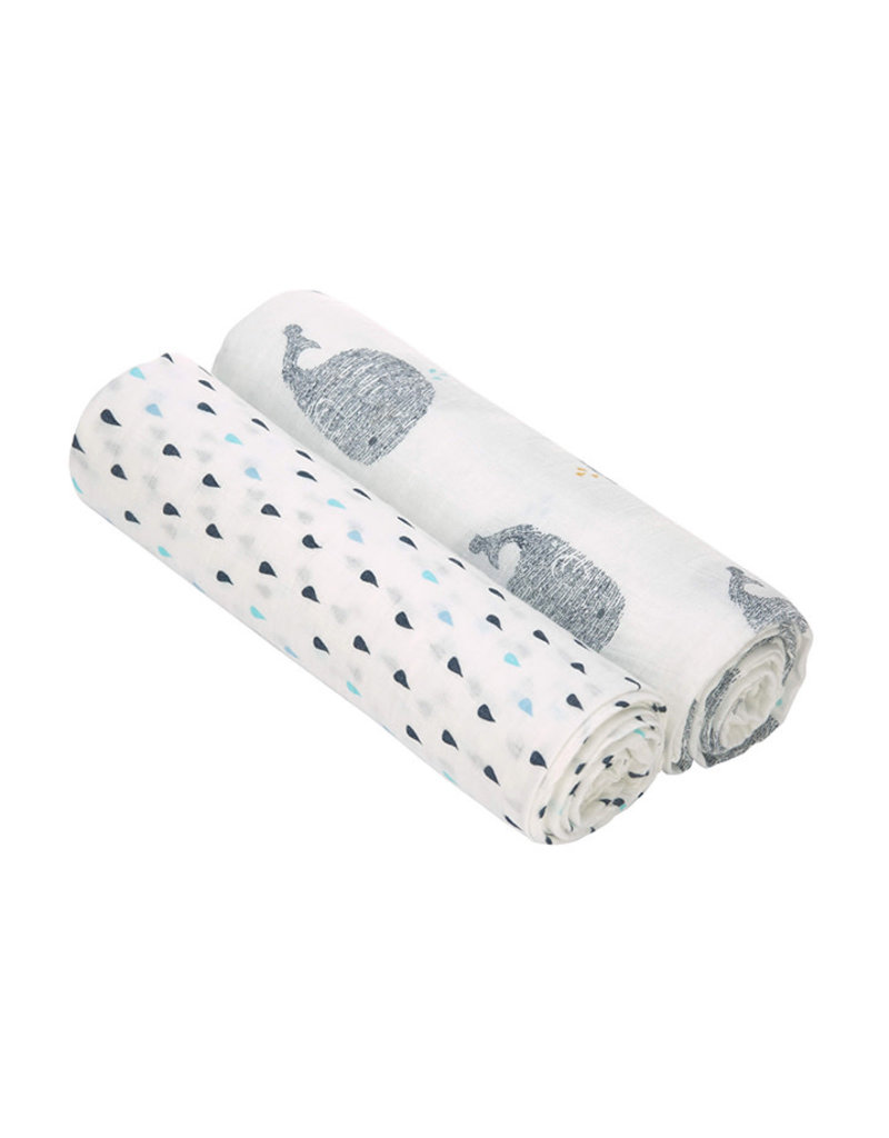 Lässig Lässig - Heavenly soft Swaddle XL 2pcs Little Water Whale