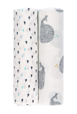 Lässig Lässig - Heavenly soft Swaddle XL 2pcs Little Water Whale