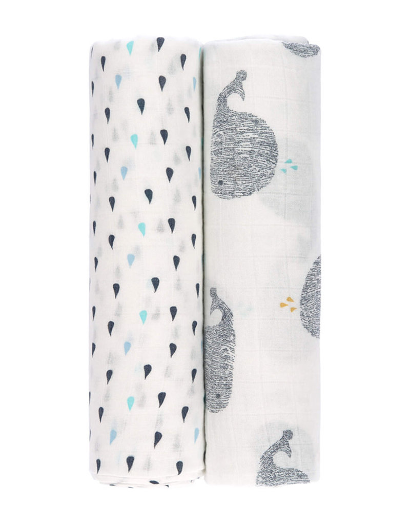 Lässig Lässig - Heavenly soft Swaddle XL 2pcs Little Water Whale