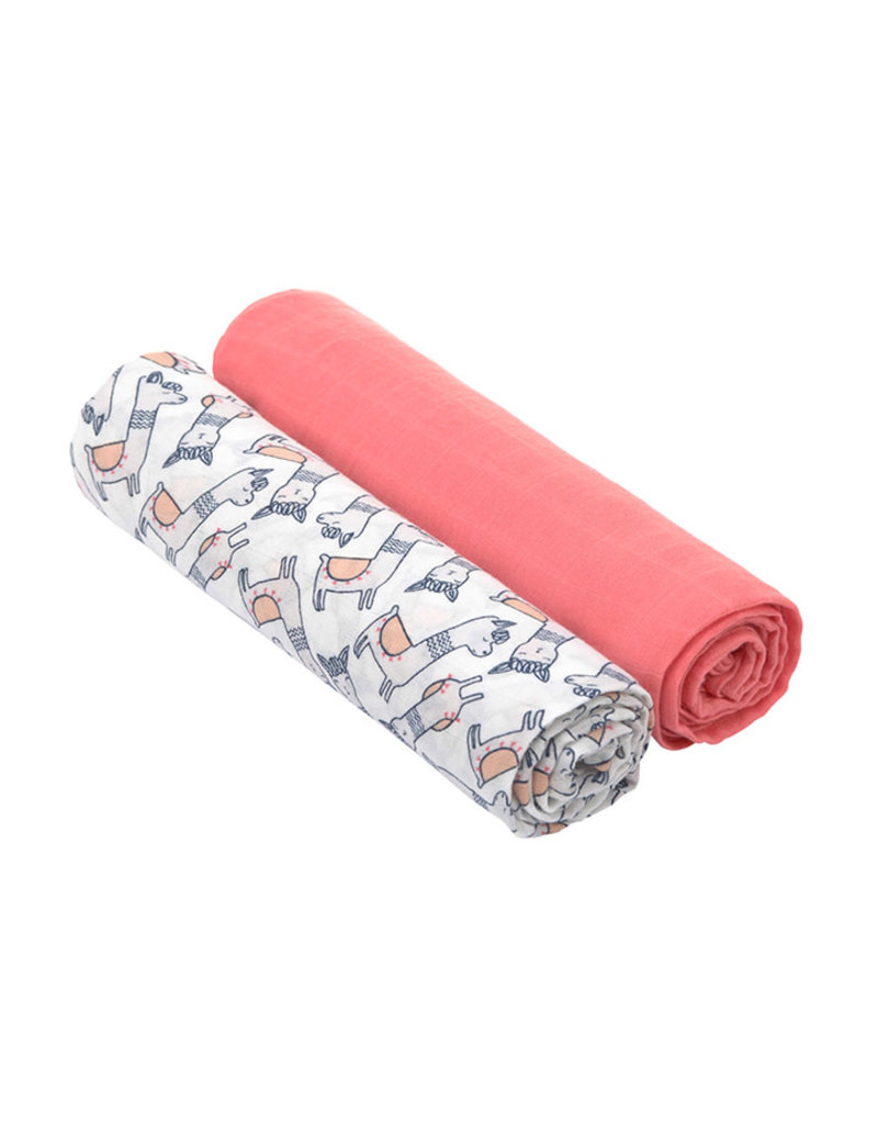 Lässig Lässig - Heavenly Soft Swaddle XL 2pcs Glama Lama Coral