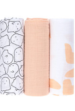 Lässig Lässig - Swaddle & Burp Blanket L 3pcs Little Spookies Peach
