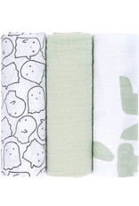 Lässig Lässig - Swaddle & Burp Blanket L 3pcs Little Spookies Olive