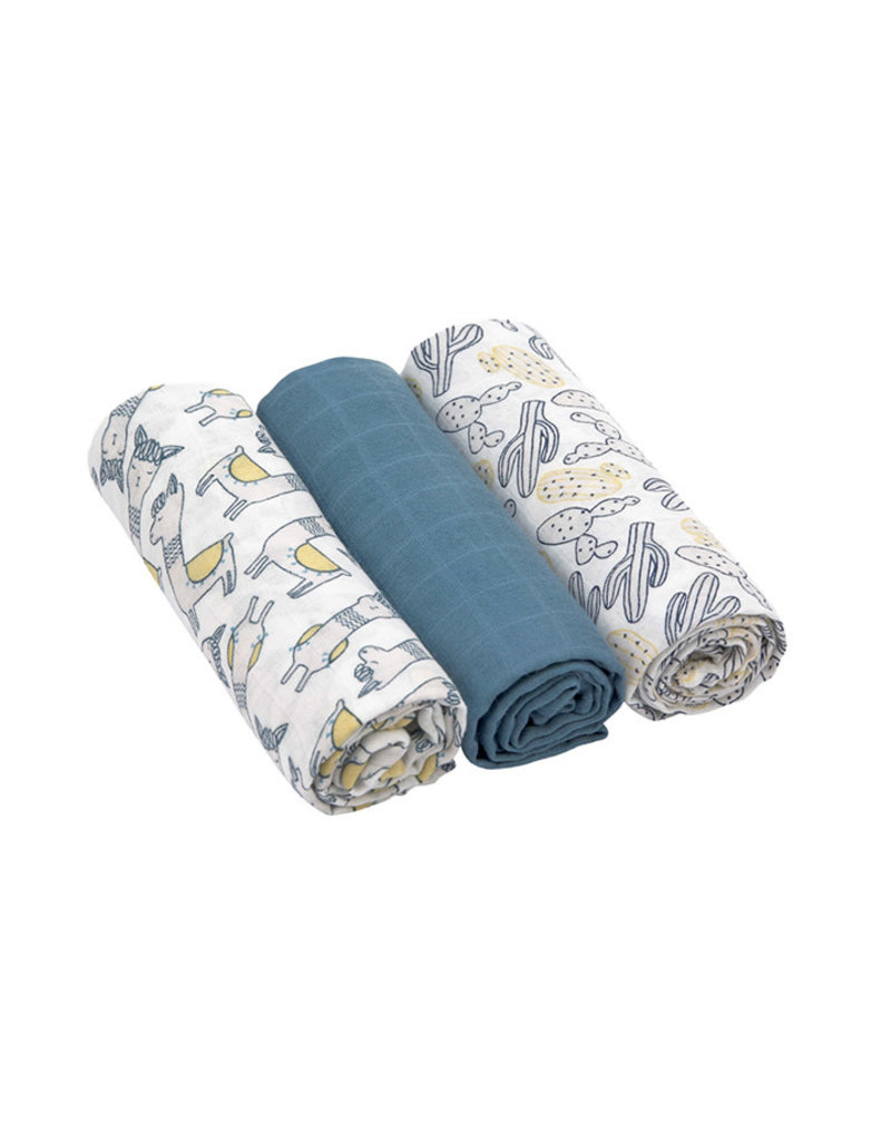 Lässig Lässig - Heavenly Soft Swaddle L 3pcs Glama Lama blue