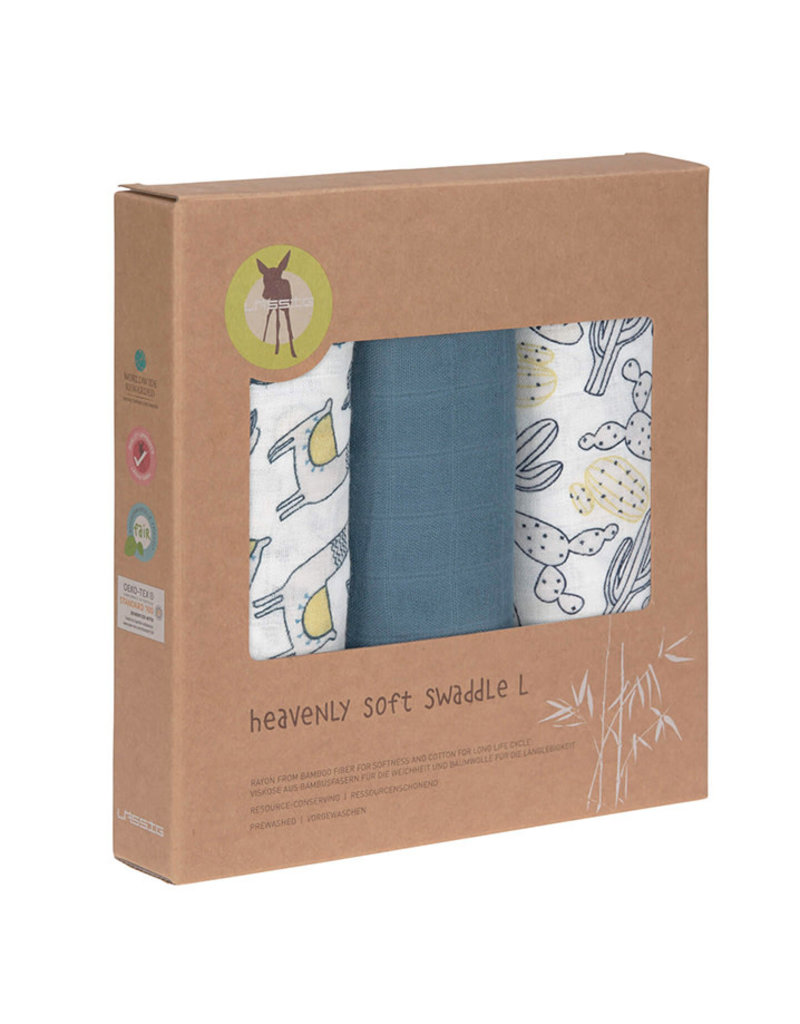 Lässig Lässig - Heavenly Soft Swaddle L 3pcs Glama Lama blue