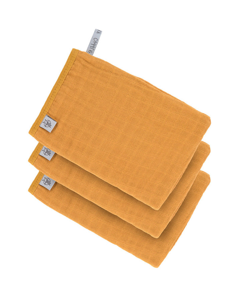 Lässig Lässig - Muslin Wash Glove Set Mustard