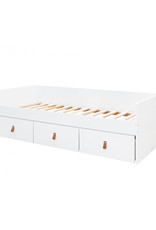 Bopita Lit banquette 90x200 avec 3 tiroirs Indy Blanc/Naturel (excl. sommier)