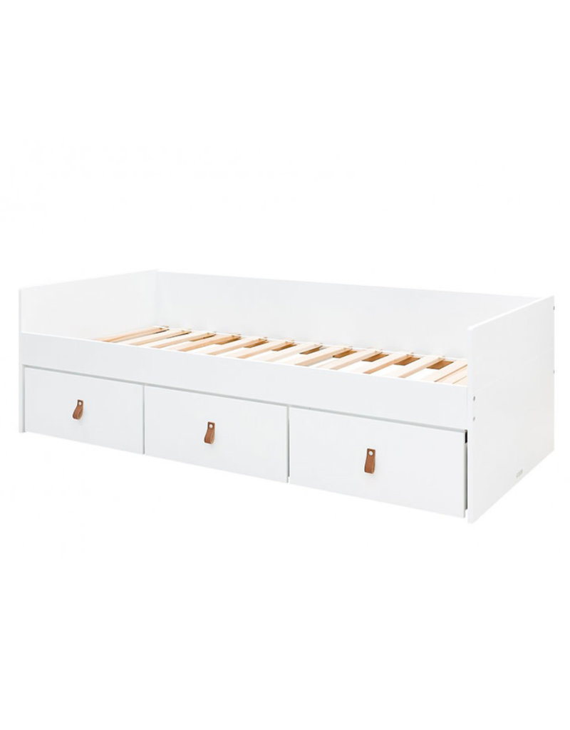 Bopita Lit banquette 90x200 avec 3 tiroirs Indy Blanc/Naturel (excl. sommier)