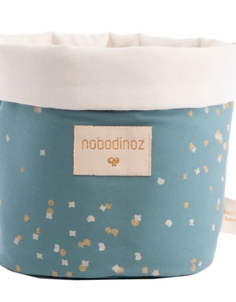 Nobodinoz Panda basket • gold confetti magic green • Small