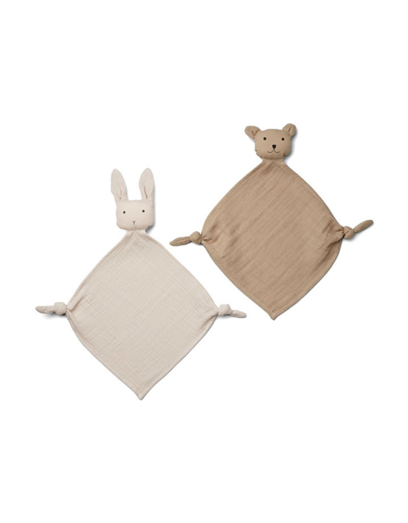 Liewood Yoko Mini Cuddle Cloth 2 Pack - Sandy/stone beige