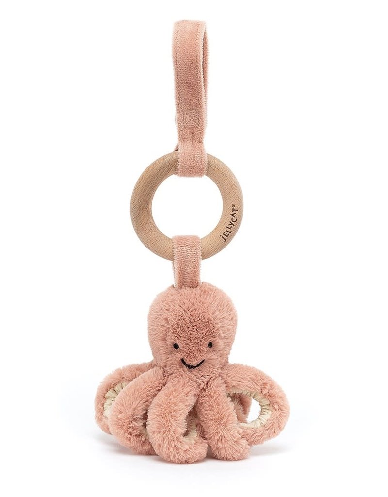 JellyCat Odell Octopus Wooden Ring Toy pink