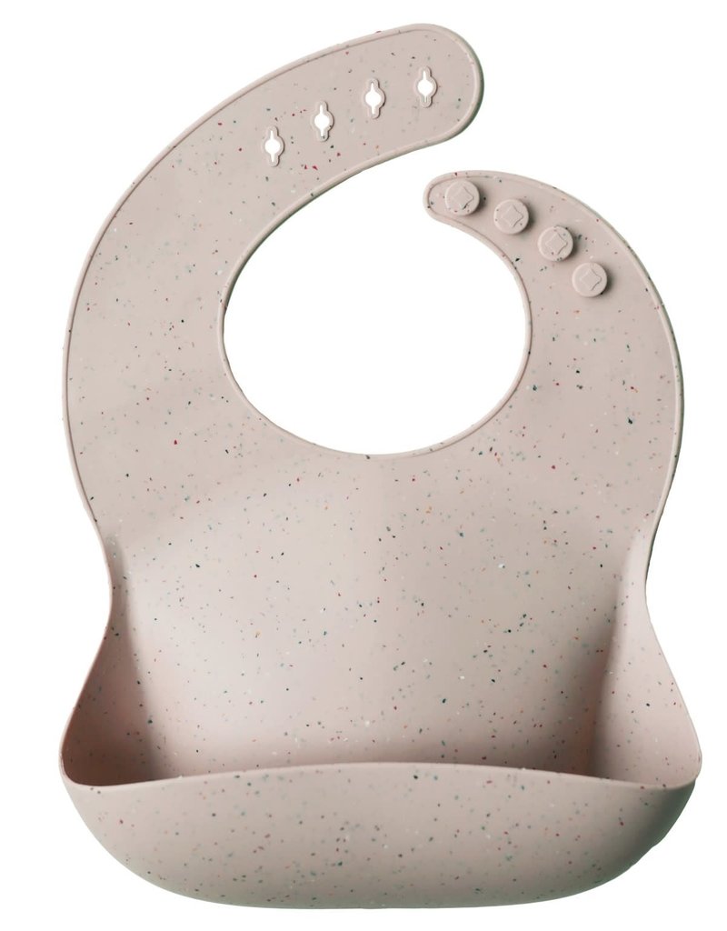 Mushie Bib terrazzo shifting sand