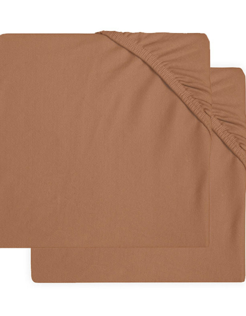 Jollein Hoeslaken Ledikant Jersey 60x120cm - Caramel - 2 Stuks