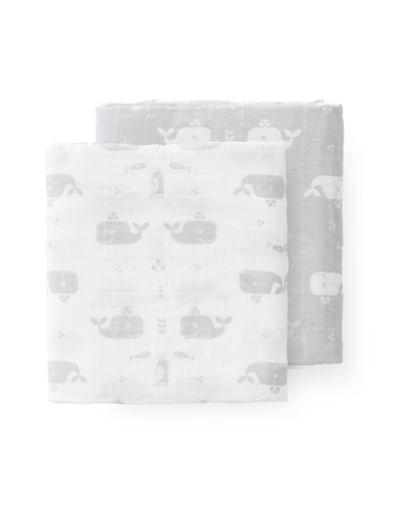 Fresk Swaddle set 120x120 Whale Dawn Grey (2 stuks)