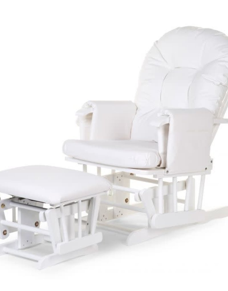 Childhome Gliding Chair Schommelstoel Rond Met Voetsteun - PU Leder Pvc Polyester Wit