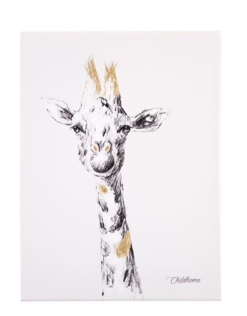 Childhome Schilderij - Giraf + Goud - 30x40 Cm