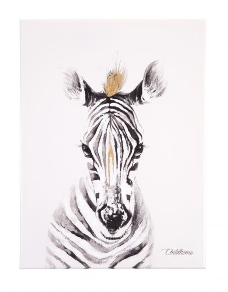 Childhome Schilderij - Zebra + Goud - 30x40 Cm