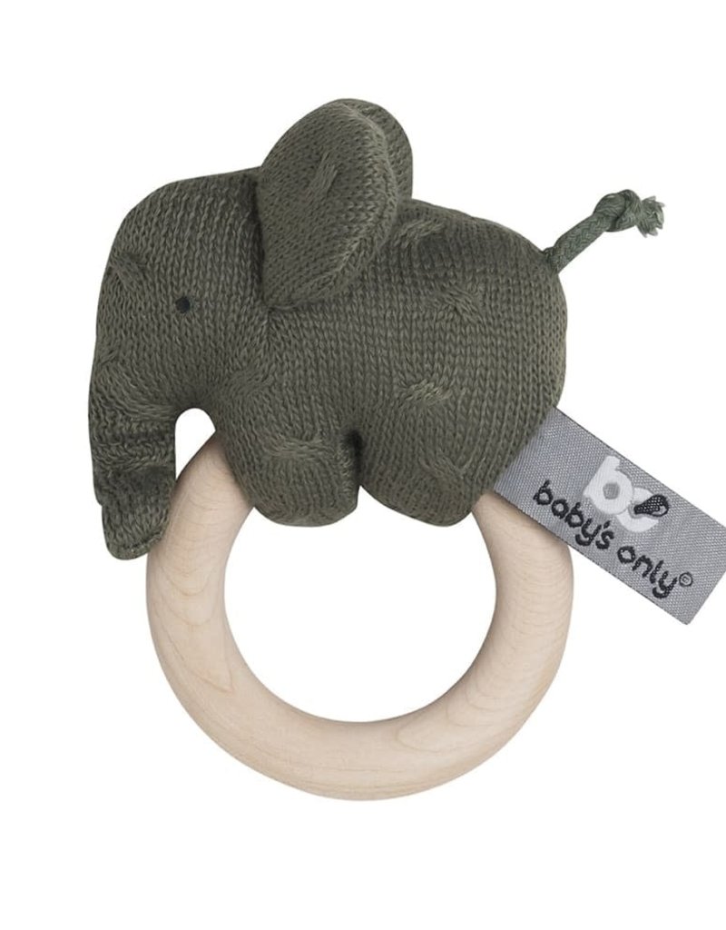 Baby's Only Houten rammelaar Olifant khaki