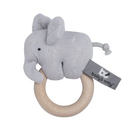 Baby's Only Houten rammelaar Olifant zilvergrijs