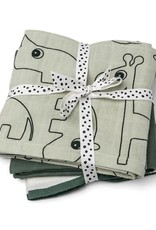 Done by Deer Burp cloth 3-pack - GOTS - Deer friends Green