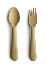 Mushie Fork and Spoon Set (Mustard)