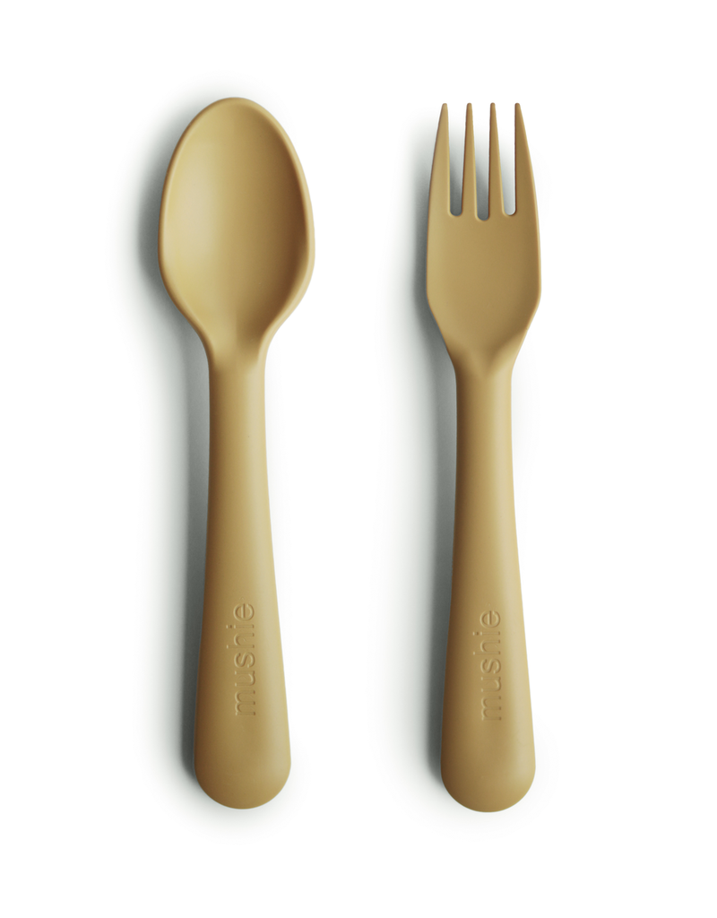 Mushie Fork and Spoon Set (Mustard)